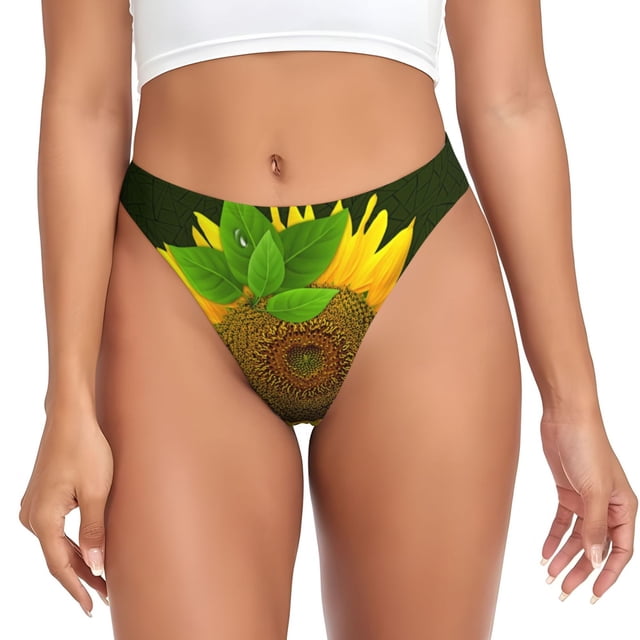 Balery Sunflower Tangas de Algodón para Mujer con Estampado – Ropa Interior Sexy, Transpirable, G-string-X-Large