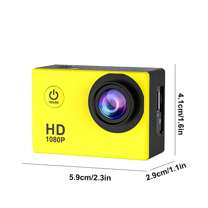 Action Camera 1080P HD with Waterproof Case 30M Wearable Pocket Video Camera with 90° Wide Angle 12MP Photos 32GB Support, Mini Sports Camera for Teens Cycling Diving Outdoor Adventure Yellow