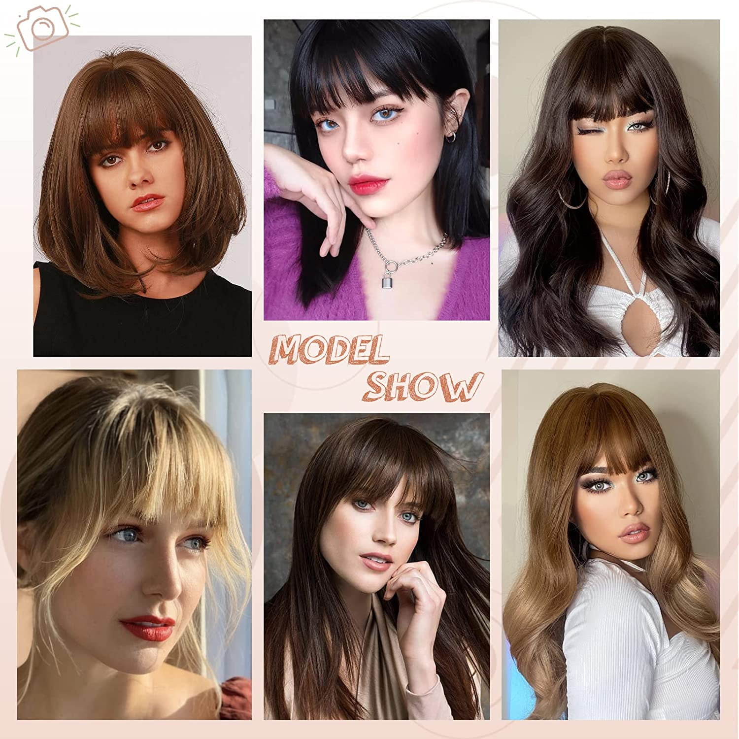 Bangs Hair Clip in Bangs 100% Real Human Hair Extensions French Bangs Clip on Hair Bangs for Women Fringe with Temples Hairpieces Curved Bangs for Daily Wear (Color #1 Natural Black)