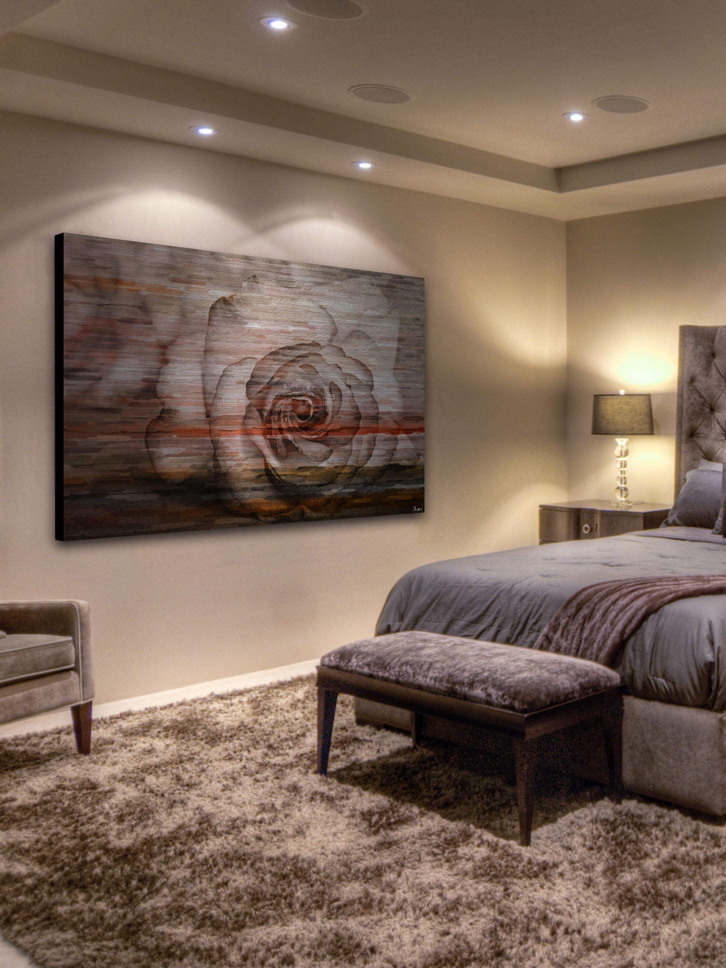 Parvez Taj Sleeping Rose Art Print on Brushed Aluminum