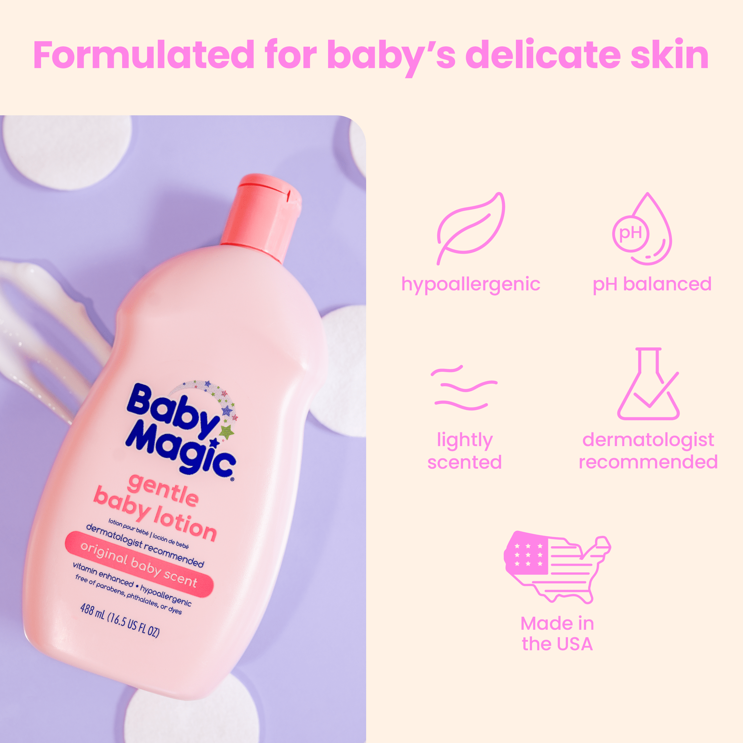 Baby Magic Gentle Baby Lotion, Original Baby Scent, 16.5 fl oz