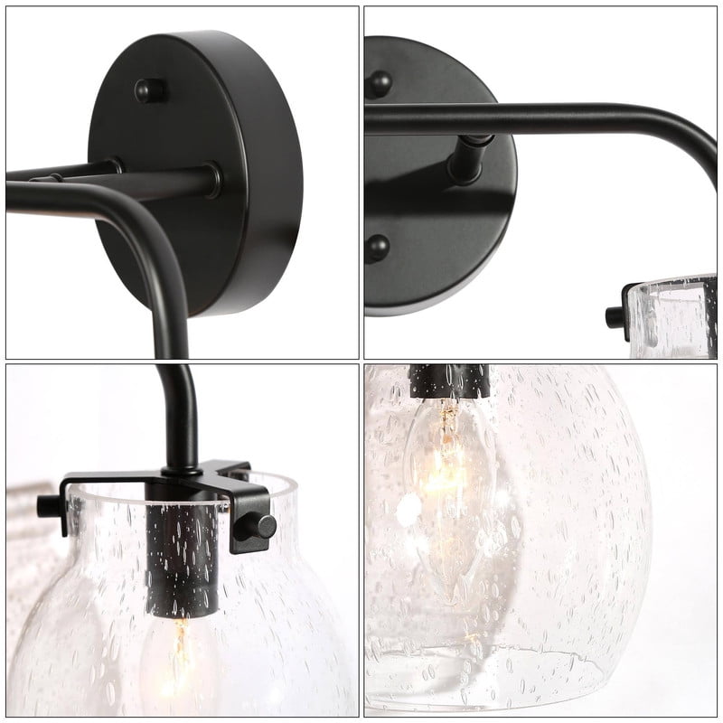 LNC 14-in 2-Light Matte Black LED Modern Vanity Light for Dressing Room, Powder Room