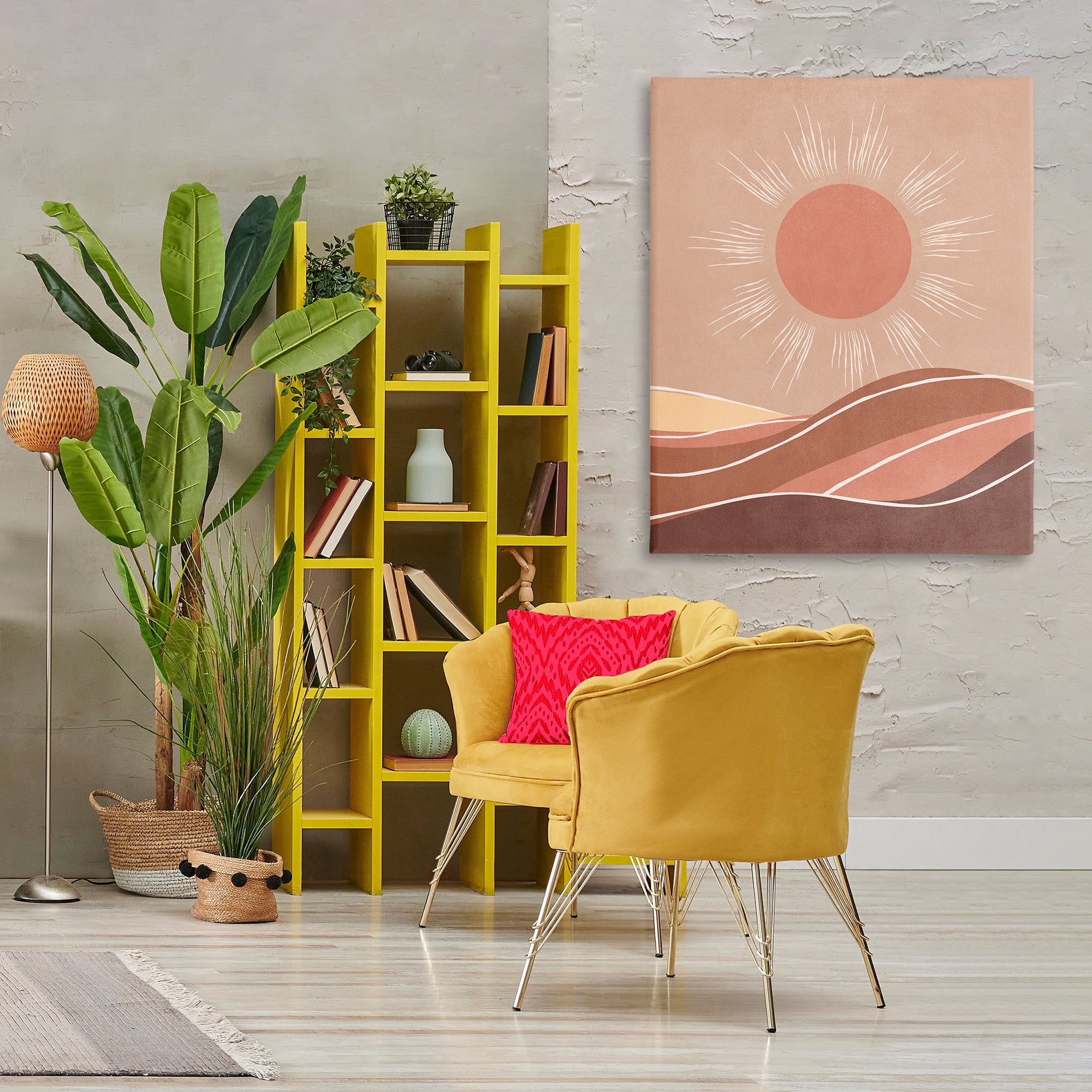 Stupell Industries Boho Sun over Desert Landscape & Nature Painting Wrapped Canvas Art Print Wall Art, 36 x 48