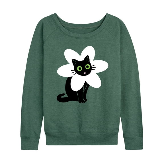 Instant Message - Derpy Flower Cat - Women's Lightweight French Terry Long Sleeve Shirt