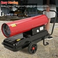 thumbnail image 6 of Diesel and Kerosene Space Heater 175000 BTU, Portable Forced Air Heater with Wheel, 13.47gal Fuel Tank Space Heater for Workshops, Red, 6 of 7