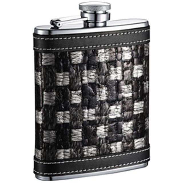 Visol VF2062 Fil Noir & Argent Checker en Acier Inoxydable 6oz Flasque