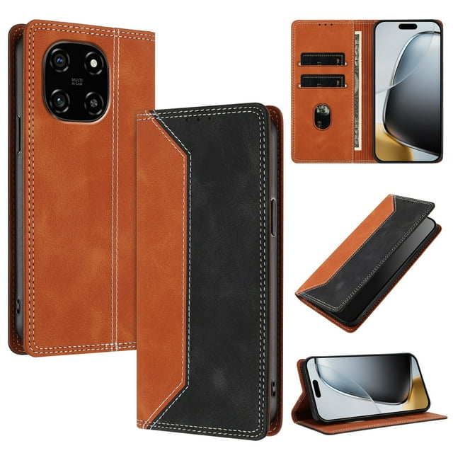 Phone Case for Blackview Color 6 FOXDOCK Premium Leather,Creative Dual-Color Cover with Card Slot,Shockproof