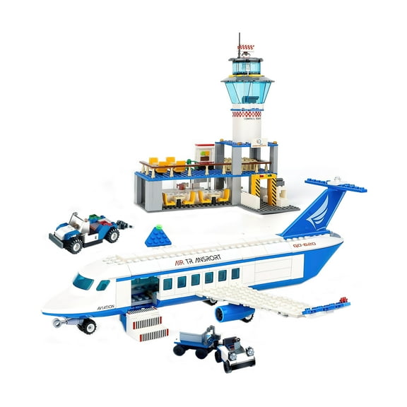 HI-REEKE Airplane Building Block Set International Airport Building Kit Toy Gift for Kid Adult White