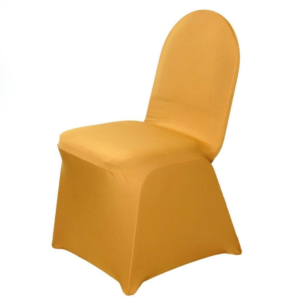 Efavormart 20 PCS Gold Stretchy Spandex Fitted Banquet Chair Cover