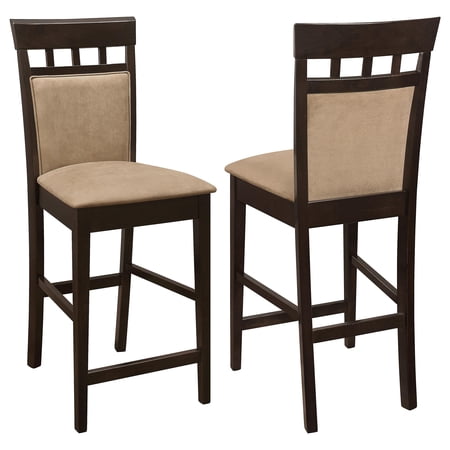 Bowery Hill Upholstered Microfiber Counter Height Stools in Tan (Set of 2)