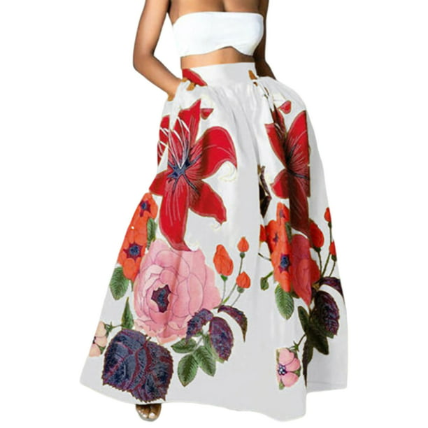 Frontwalk Long Maxi Skirt for Women Elegant Floral Ballgown Skirts ...