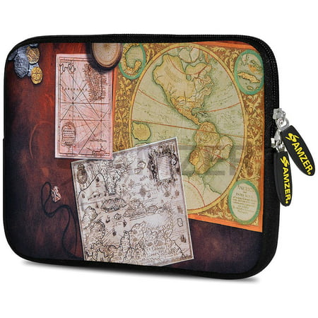 Designer Universal 10.5 Inch Neoprene Sleeve Pouch for Apple iPad 9.7 iPad Air 1 2 iPad Pro 9.7  - Antique Map (Fit with Smart Folio Skin TPU