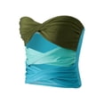 thumbnail image 3 of Franhais Women's Summer Mini Clubwear Bandeau Sleeveless Ruched Colorful Patchwork Tube Tops, 3 of 9