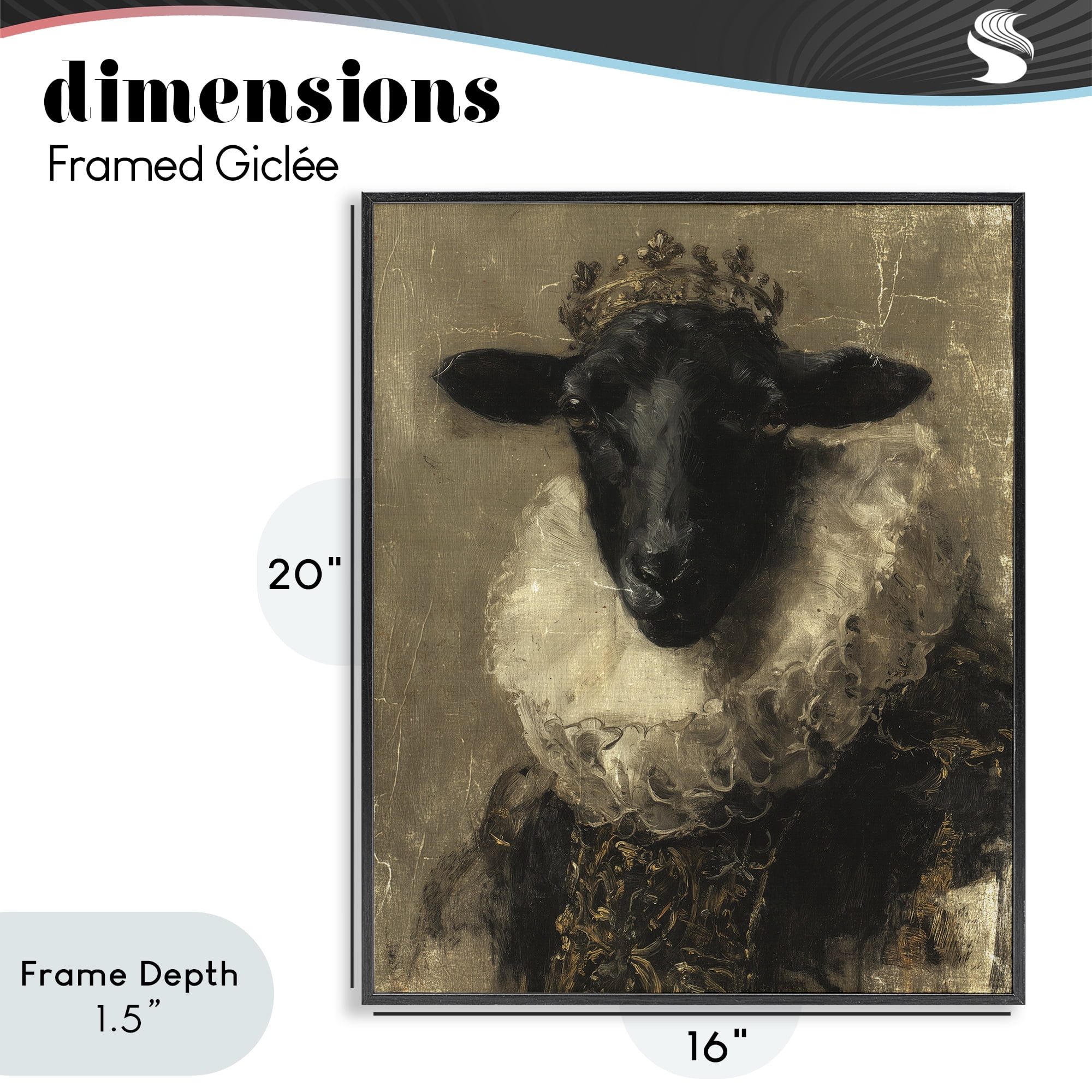 Stupell Industries Noble Ram Portrait Black Framed Giclee Art, design by Svetlana Aleynikova