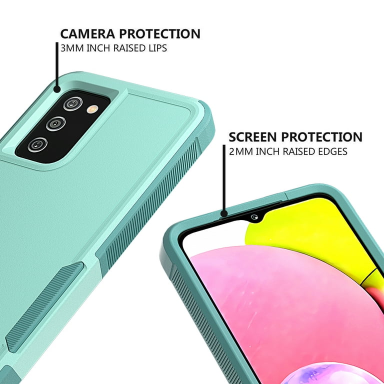 NIFFPD Samsung Galaxy A03S Case with Screen Protector (Anti Spy Privacy)  Tough Rugged Shockproof Protective Phone Case for Galaxy A03S Light Green 