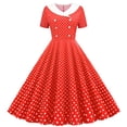 thumbnail image 1 of Dvprdro Robe de Bal pour Invité de Mariage Femme Mode Vintage à Pois Manches Courtes Ligne A Évasée Cocktail Midi, 1 of 5