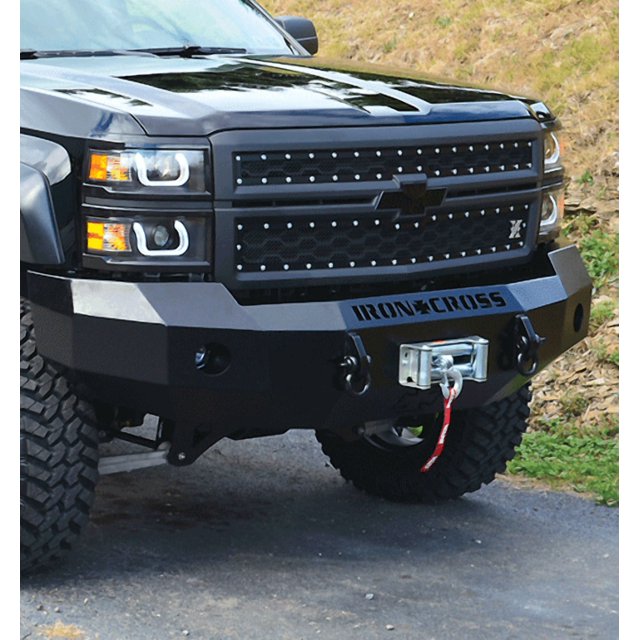 Fits 2021-2023 Ford Bronco Iron Cross Bumper FB-1400 Stubby Base; One Piece Design; Direct Fit; Mounting Hardware Included; Without Grille Guard; With Winch Mount; With 3-3/4 Inch Fog Light Cutouts