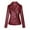 Wine, variant on IROINNID Women's Faux Leather Jacket Long Sleeve Solid Color Notch Lapel Outwear, Comfy Leather Cardigan with Pocket Short Jacket