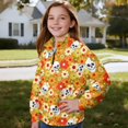 thumbnail image 3 of Uorisanigo Daisy Skull Girls Half Zip Collar Sweatshirts Long Sleeve Lapel Zipper Sweatshirt Casual Essentials Quarter Zipper Pullover Shirts Fall Trendy Winter Clothes Athletic Top, 3 of 7