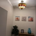 thumbnail image 5 of Tiffany Ceiling Lights Stained Glass Red Tulips LED Bulbs Included for Bed Room Living Room Entryway16"W*16"D*16"H, 5 of 7