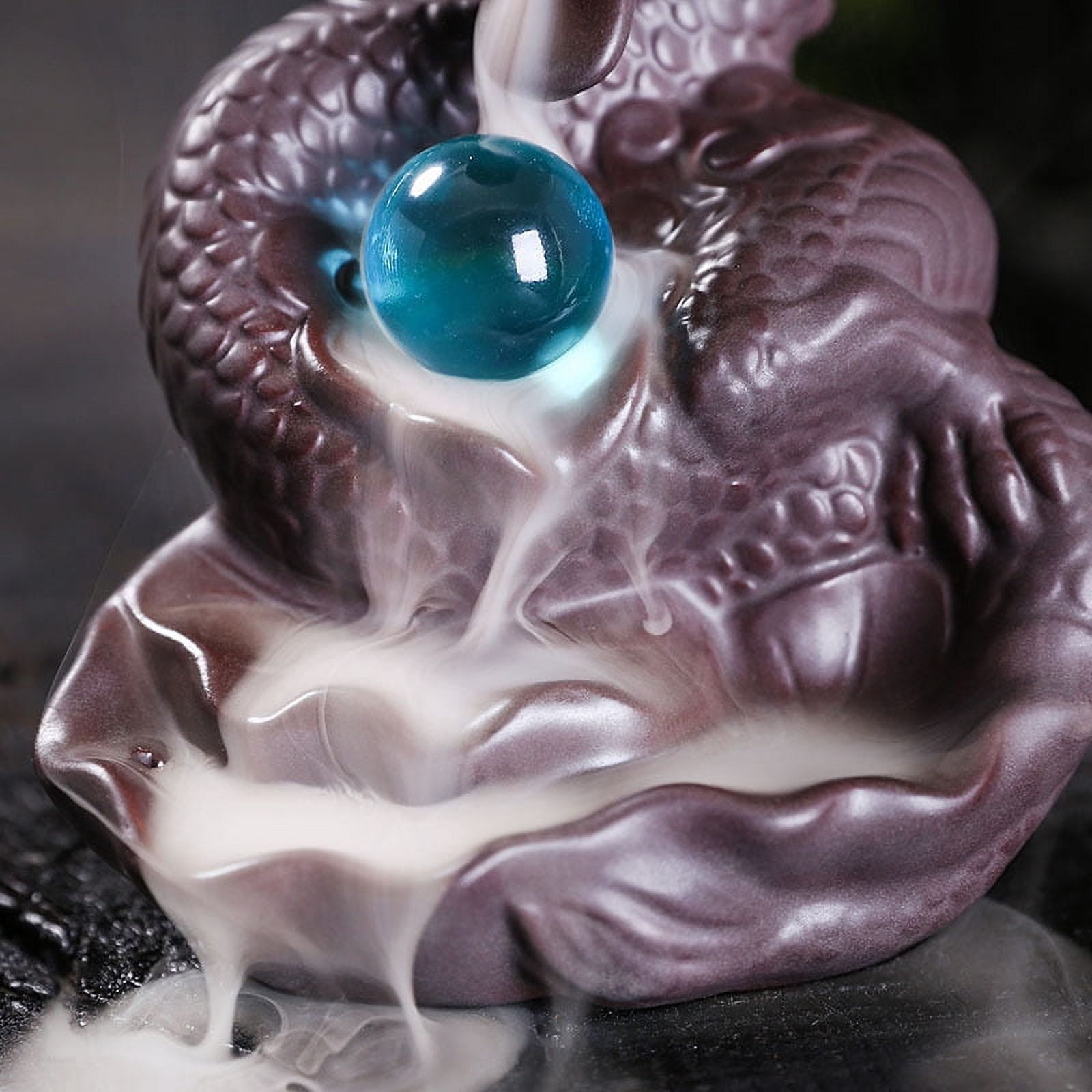 Purple Sand Incense Burner Classic Waterfall Backflow Aromatherapy Holder Creative Dragon Playing Ball Incense Burner Handicrafts