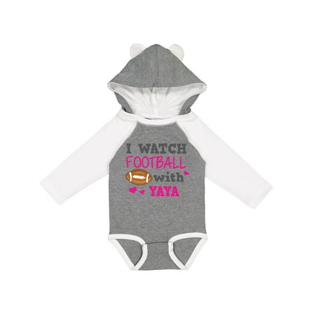 

Inktastic I Watch Football with My Yaya Girls Long Sleeve Baby Bodysuit