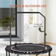 thumbnail image 6 of Soozier 48" Rebounder Trampoline for Adults, Foldable Mini Trampoline with Adjustable Handle Bar, Bungee Rebounder Jumping Cardio Trainer, Pink, 6 of 9
