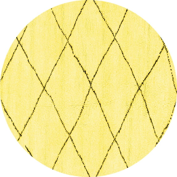 Ahgly Company Machine Washable Indoor Round Solid Yellow Modern Area Rugs, 4' Round