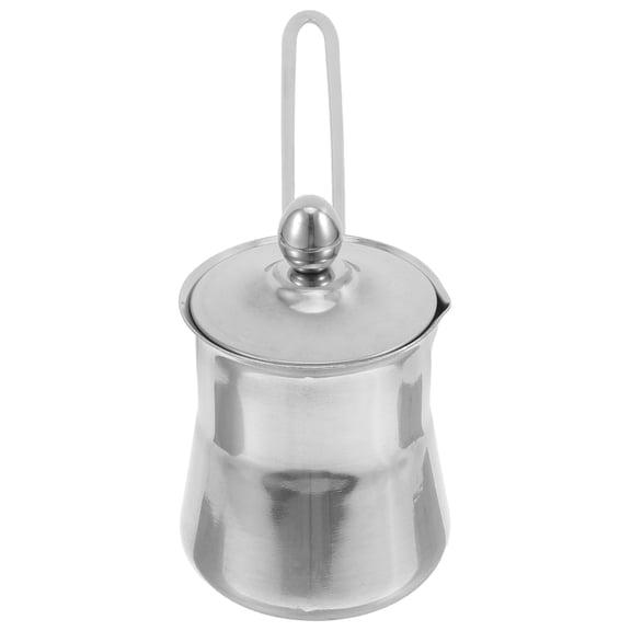 OULII Small Stainless Steel Creamer Pitcher with Lid Ergonomic Handle for Home Use