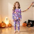 thumbnail image 4 of NOLDARES Toddler Baby Girl Halloween Pajamas Pumpkin Long Sleeve Top Pants Kids Sleepwear Pjs, 4 of 8