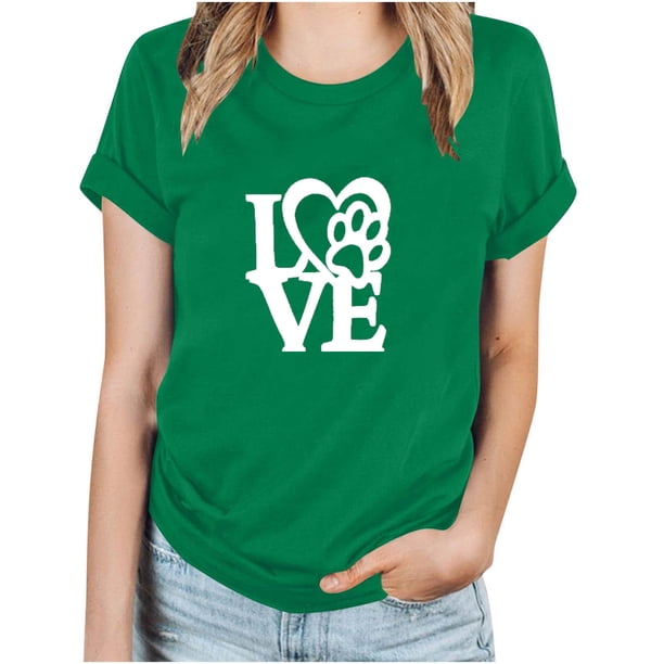 Fiudx Ofertas Flash Artículos En Oferta Camiseta Informal de Manga Corta con Cuello Redondo y Estampado Informal a La Moda para Mujer