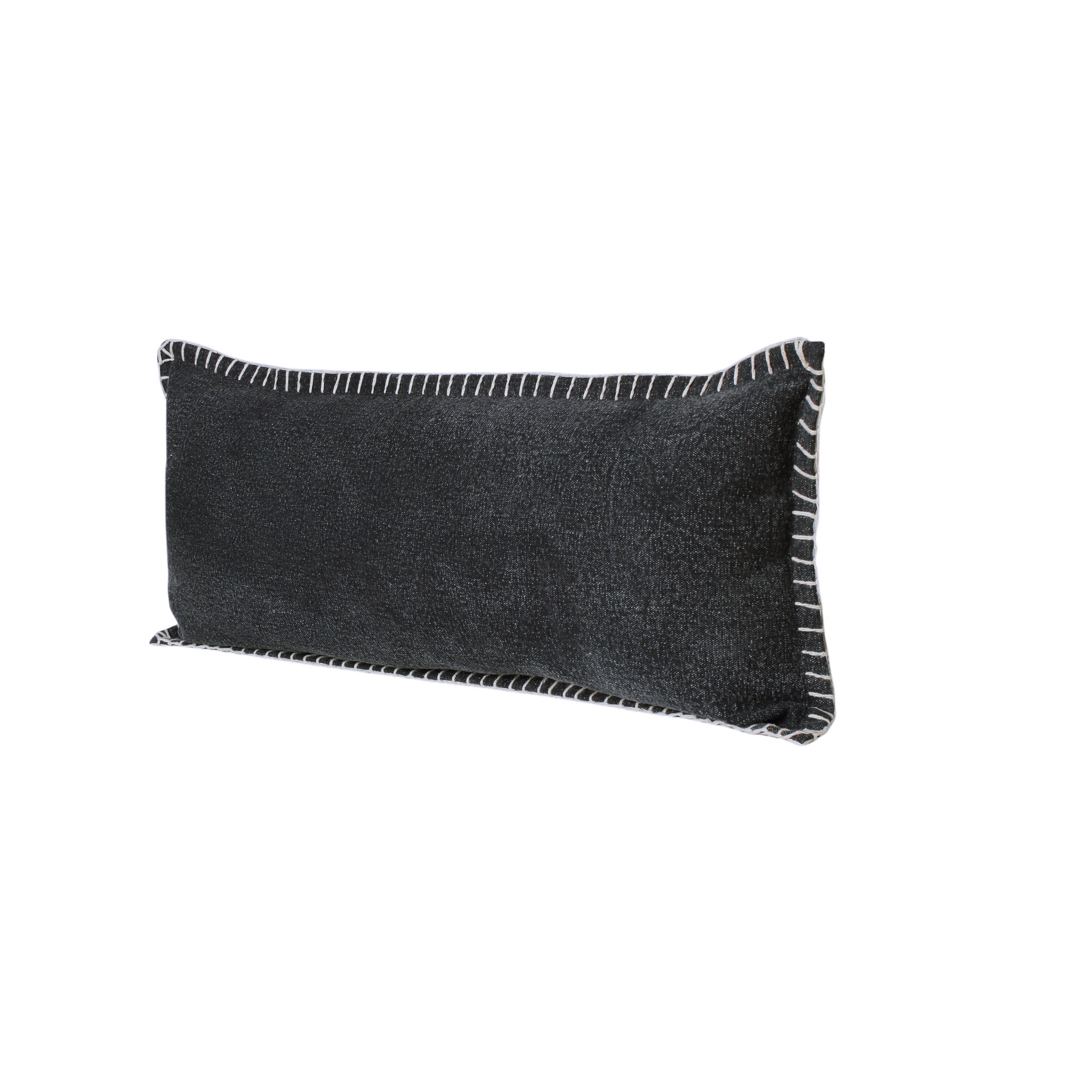 Laddha Home Designs Handwoven Solid Flanged Border Cotton Throw Pillow Cover - 36" - Black