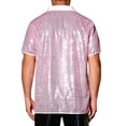 thumbnail image 3 of INSPIRE CHIC Sequins Shirts for Men's Camp Collar Short Sleeve Button Down Party Shiny Shirt M Pink, 3 of 5