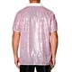 thumbnail image 3 of Camisa de hombre con cuello campana y botones cortos INSPIRE CHIC, con lentejuelas, brillante, color rosa, 3 of 5