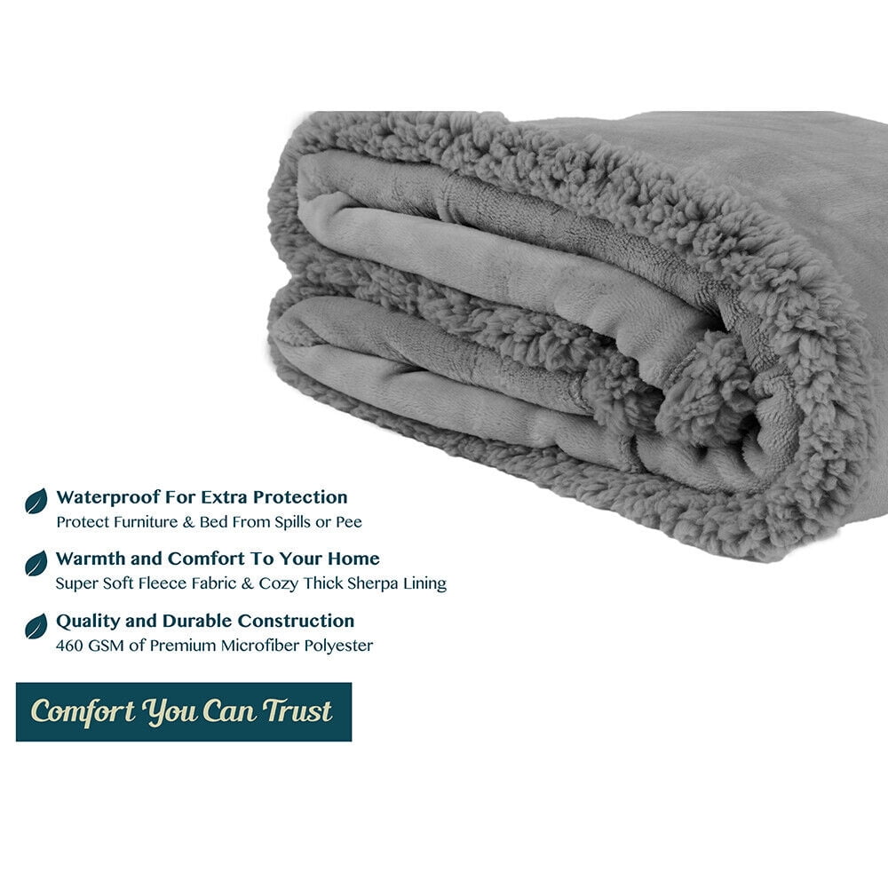 Waterproof Dog Blanket Bed Cover Dog Fuzzy Cozy Plush Pet Blanket Throw Blanket for Couch Sofa, 50x60 Inches