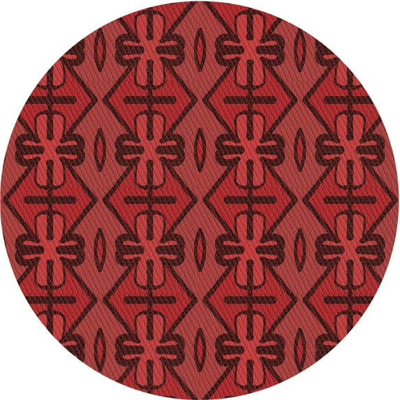 Ahgly Company Machine Washable Indoor Round Transitional Saffron Red Area Rugs, 4' Round
