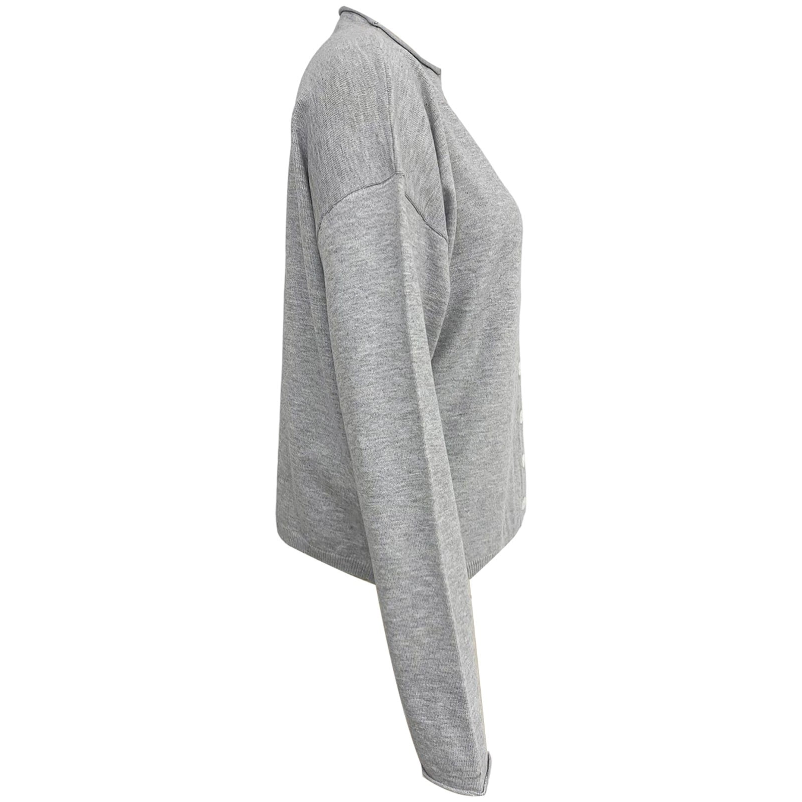Women's Single Cardigans Loose Button down Knitted Basic Sweaters Coat Solid Color Lightweight Long Sleeve Cozy Casual Outerwear for Fall Winter Grey M - image 5