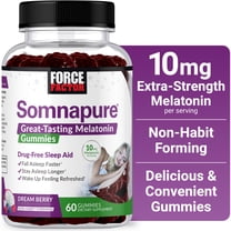Force Factor Somnapure Gummies, 10mg Melatonin Sleep Aid for Adults Extra Strength, Non-Habit-Forming, Dream Berry, 60 Gummies