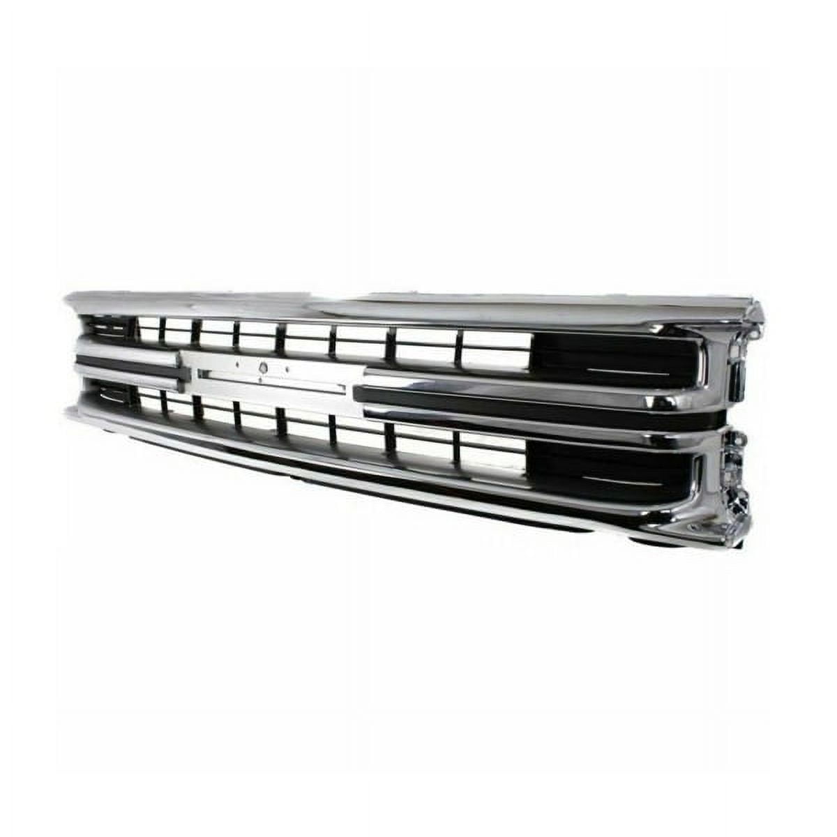 For 89-95 Pickup Truck RWD Front Grill Grille Assembly Chrome Shell Silver/Black