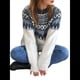 thumbnail image 3 of Suéter de Larga con Cuello Redondo para Mujer, Suéter Informal Estampado, Camisetas de Otoño 2025. Azul y M, 3 of 10