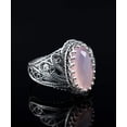 thumbnail image 3 of Filigree Art Pink Chalcedony Gemstone Angel Design Women Silver Cocktail Ring, 3 of 7