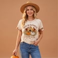 thumbnail image 3 of Halloween Women's Fall Short-Sleeve T-Shirts Autumn Pumpkin Printed Tshirts Western Country Music Graphic Tees White M, 3 of 7