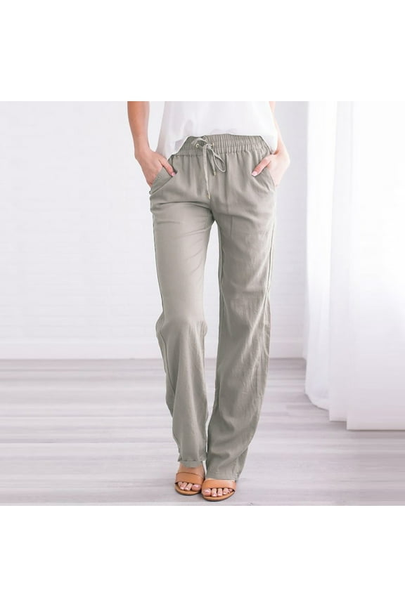 Medieval Pants Cargo Pants Casual High Waist Rise Full Flare-Leg Gray L