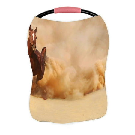 ABPHQTO Horse Running In Desert Nursing Cover Baby Breastfeeding Infant Feeding Cover Baby Car Seat Cover Infant Stroller Cover Carseat Canopy