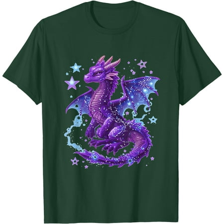 Mystical Purple Dragon Magical Creature Unisex T-Shirt for Men Women Kids Toddler Forest Green Color Size 2XL