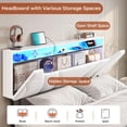 thumbnail image 4 of LED Floating Bed Frame Queen Size PU Upholstered Platform Bed with Storage Headboard&Type-C&USB Port&LED Lights, No Box Spring Needed, White, 4 of 9