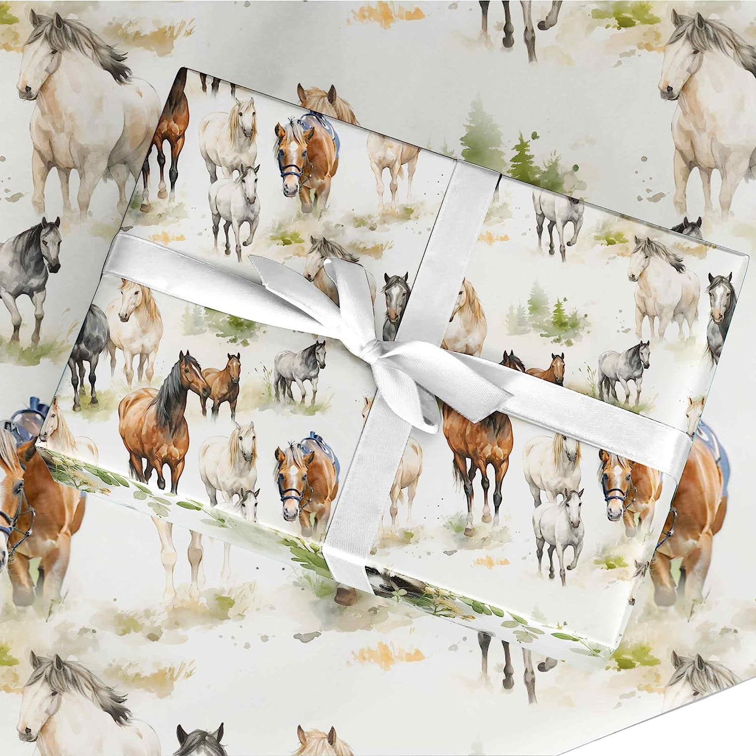 Horse Wrapping Paper 30" x 84" Sheet Large Horse Gift Wrapping Paper and Horse Gift Wrap
