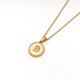 thumbnail image 1 of Collar de acero inoxidable con letras en forma de concha de color dorado redondo para mujer, colgante de acero de titanio de estilo europeo y americano con 26 letras en inglés, 1 of 6