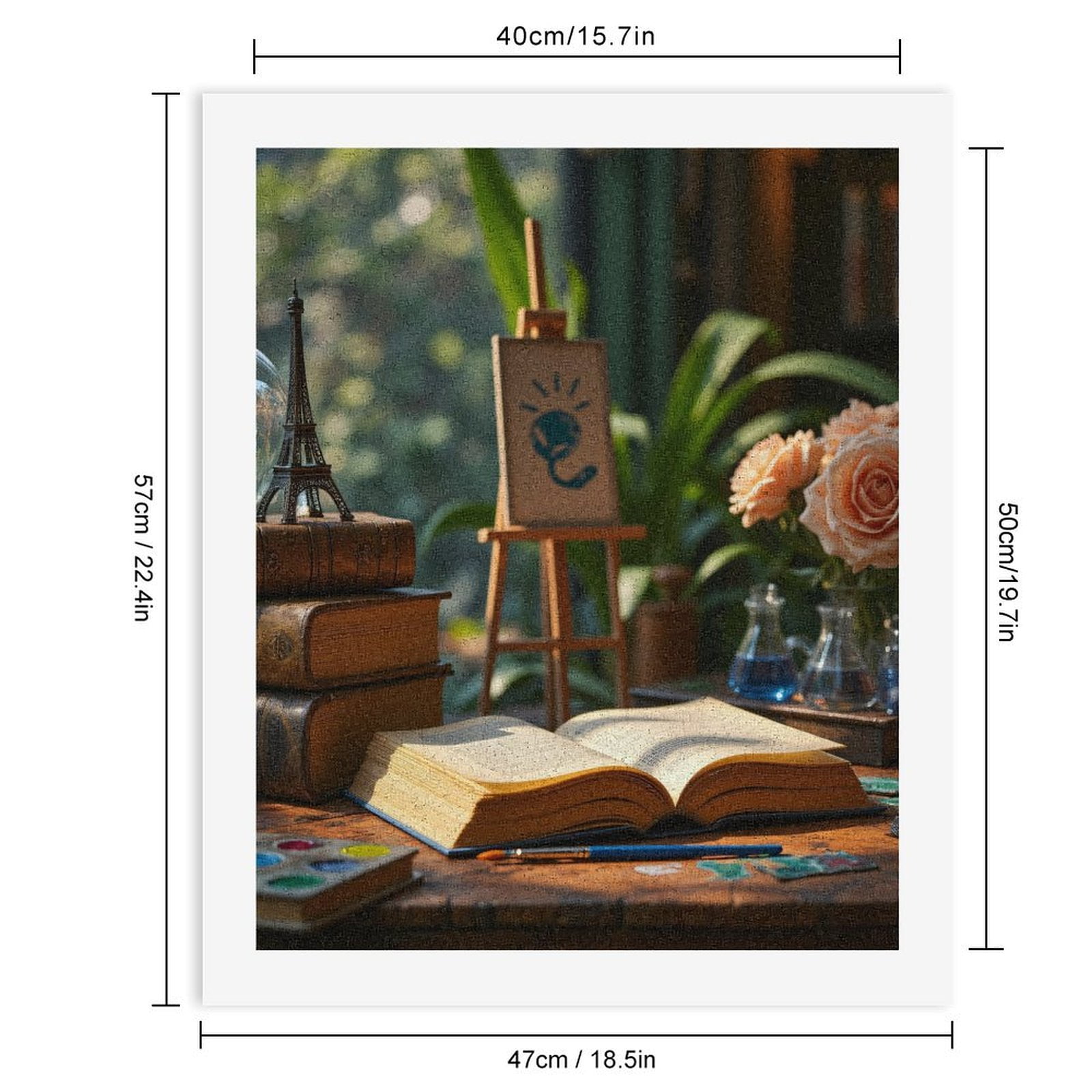 Paint By Numbers Kit for Adults Beginner - Art Supplies Roses Tower Painting DIY Canvas Painting Kits for Adults, Frameless Paint By Number for Adults for Home Wall Decor 16x20 Inch