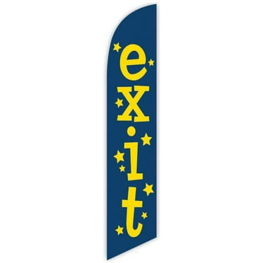 Cobb Promo Exit Blue Advertising Feather Flag 12ft - Replacement Flag Only Without Poleset